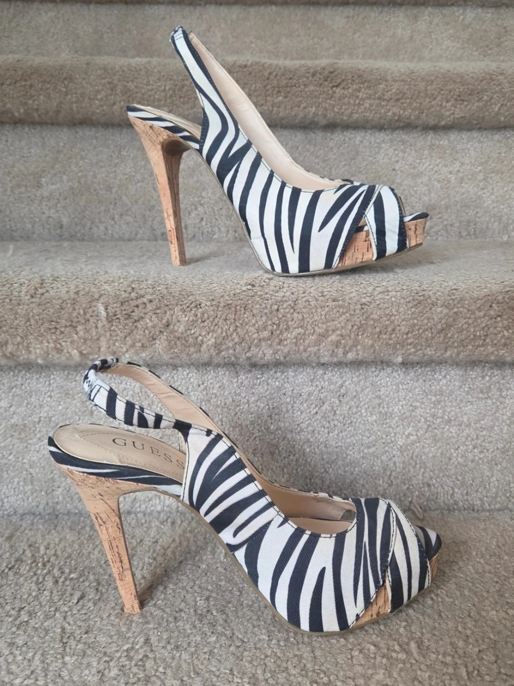GUESS Zebra Print Slingback Heels